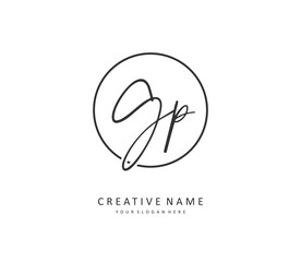 GP Initial letter handwriting and signature logo. A concept handwriting initial logo with template element.
