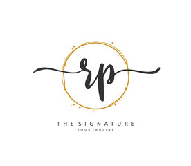 RP Initial letter handwriting and signature logo. A concept handwriting initial logo with template element.