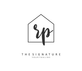 RP Initial letter handwriting and signature logo. A concept handwriting initial logo with template element.