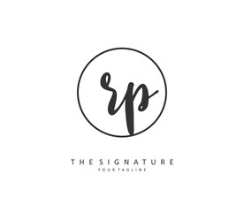 RP Initial letter handwriting and signature logo. A concept handwriting initial logo with template element.