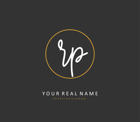 RP Initial letter handwriting and signature logo. A concept handwriting initial logo with template element.