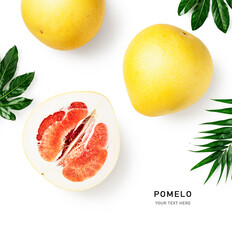 Pomelo citrus fruit composition and creative layout.