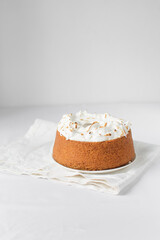 Homemade bundt cake with a toasted meringue topping