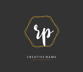 RP Initial letter handwriting and signature logo. A concept handwriting initial logo with template element.