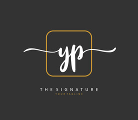 YP Initial letter handwriting and signature logo. A concept handwriting initial logo with template element.