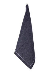 Blue kitchen napkin isolated on white background. Cooking and cleaning mock up for design.