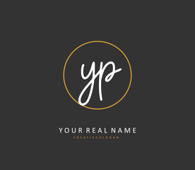 Fototapeta premium YP Initial letter handwriting and signature logo. A concept handwriting initial logo with template element.