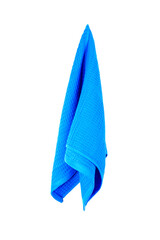 Blue  kitchen towel  isolated on white background. Cooking and cleaning mock up for design.