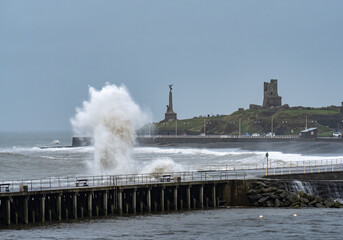 Big waves hit Aberystwyth Seafront.