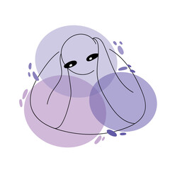 Doodle illustration of a thinking monster. Consciousness, psychological help, depressing thoughts, a lost soul. The concept of a depressive state. All elements are isolated. Colorful shapes.