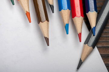 A few colored pencils. Close-up, selective focus.