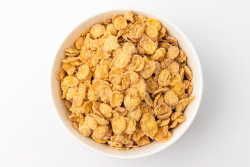 Corn cereal on white background