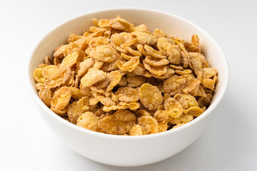 Corn cereal on white background