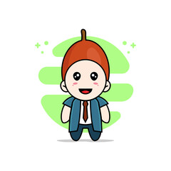 Cute businessman character wearing ximenia costume.