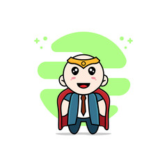 Cute businessman character wearing superhero costume.