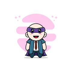 Cute businessman character wearing superhero costume.