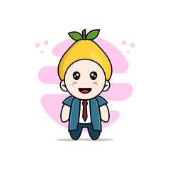 Cute businessman character wearing quince costume.