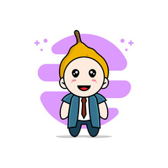 Cute businessman character wearing ugli fruit costume.