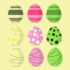 Easter egg set for sale banner background template with color. vector illustration. Holiday Background. 