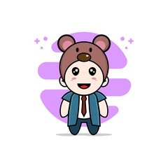 Cute businessman character wearing mouses costume.