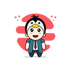 Cute businessman character wearing Penguin costume.