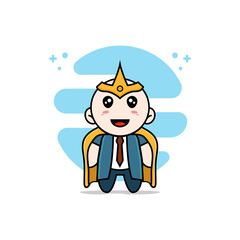 Cute businessman character wearing superhero costume.