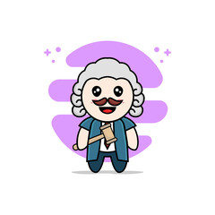 Cute businessman character wearing judge costume.