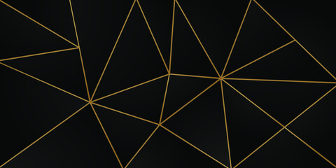 Dark black mosaic background with golden lines Modern dark luxury style vector texture