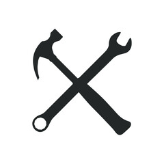 Wrench and hammer icon isolated on white background Vector illustration