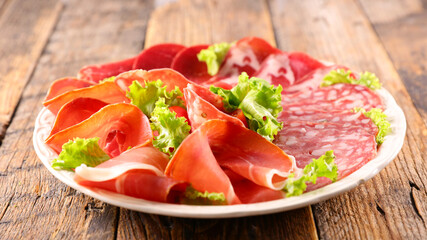 salami, prosciutto ham and bacon