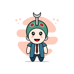 Cute businessman character wearing beetle costume.