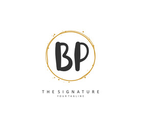 BP Initial letter handwriting and signature logo. A concept handwriting initial logo with template element.