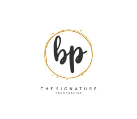 BP Initial letter handwriting and signature logo. A concept handwriting initial logo with template element.