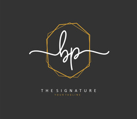 BP Initial letter handwriting and signature logo. A concept handwriting initial logo with template element.