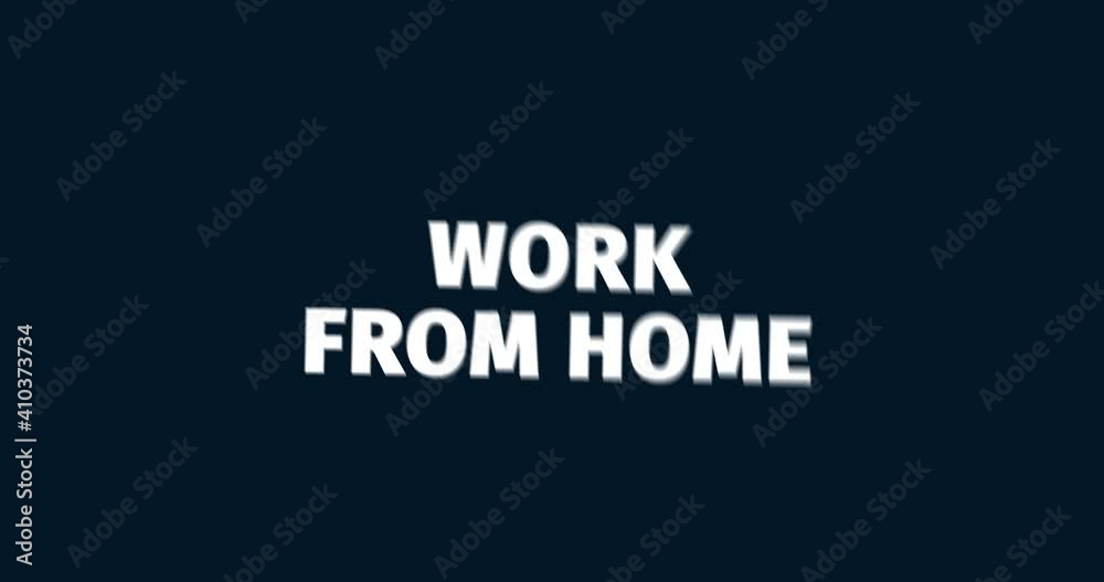 Wall mural work from home. start working remotely. animated words. kinetic text animation. intro