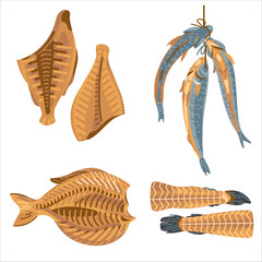 Dried fish flesh and parts