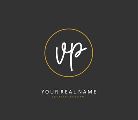 VP Initial letter handwriting and signature logo. A concept handwriting initial logo with template element.