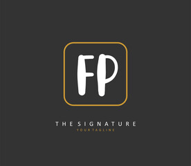 FP Initial letter handwriting and signature logo. A concept handwriting initial logo with template element.