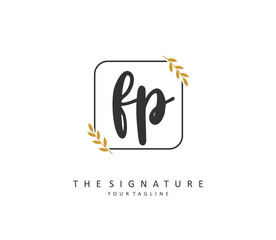 FP Initial letter handwriting and signature logo. A concept handwriting initial logo with template element.