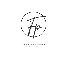 FP Initial letter handwriting and signature logo. A concept handwriting initial logo with template element.