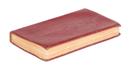 Old small red bible, isolated on white background
