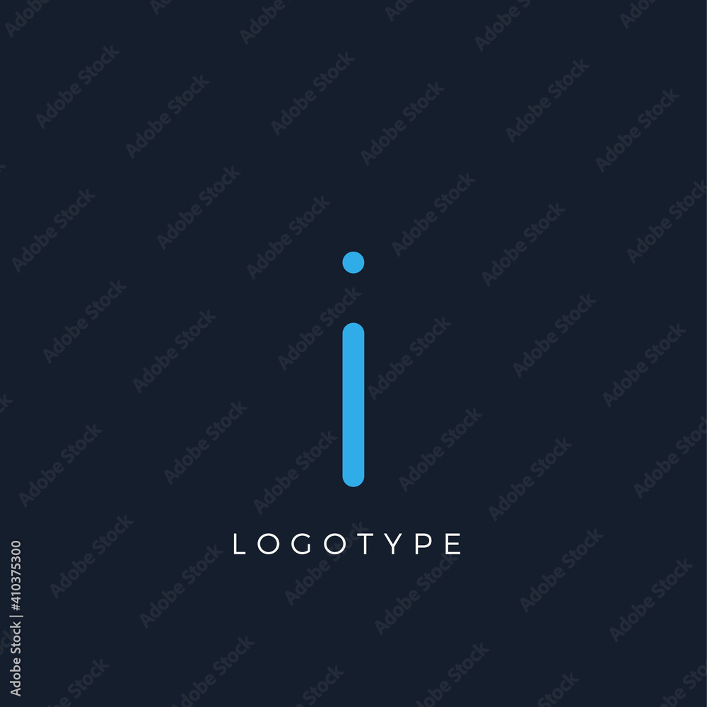 Poster minimalist letter i with dots, awesome monogram. lowercase letter for modern and creative logo conce