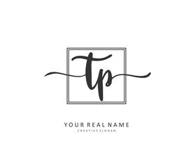 TP Initial letter handwriting and signature logo. A concept handwriting initial logo with template element.