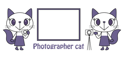 フォトグラファーの可愛いネコさん キャラクター イラスト ベクター 