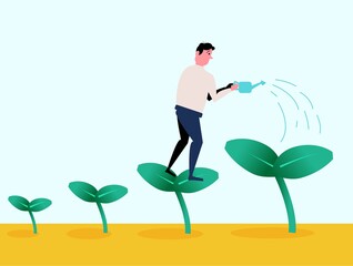 植物を育てる男性のイラスト © suke matsuda