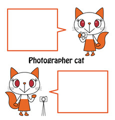 フォトグラファーの可愛いネコさん キャラクター イラスト ベクター Photographer's cute cat character illustration vector