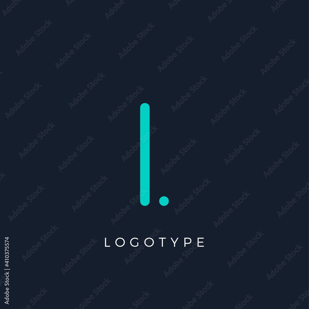 Poster minimalist letter l with dots, awesome monogram. lowercase letter for modern and creative logo conce