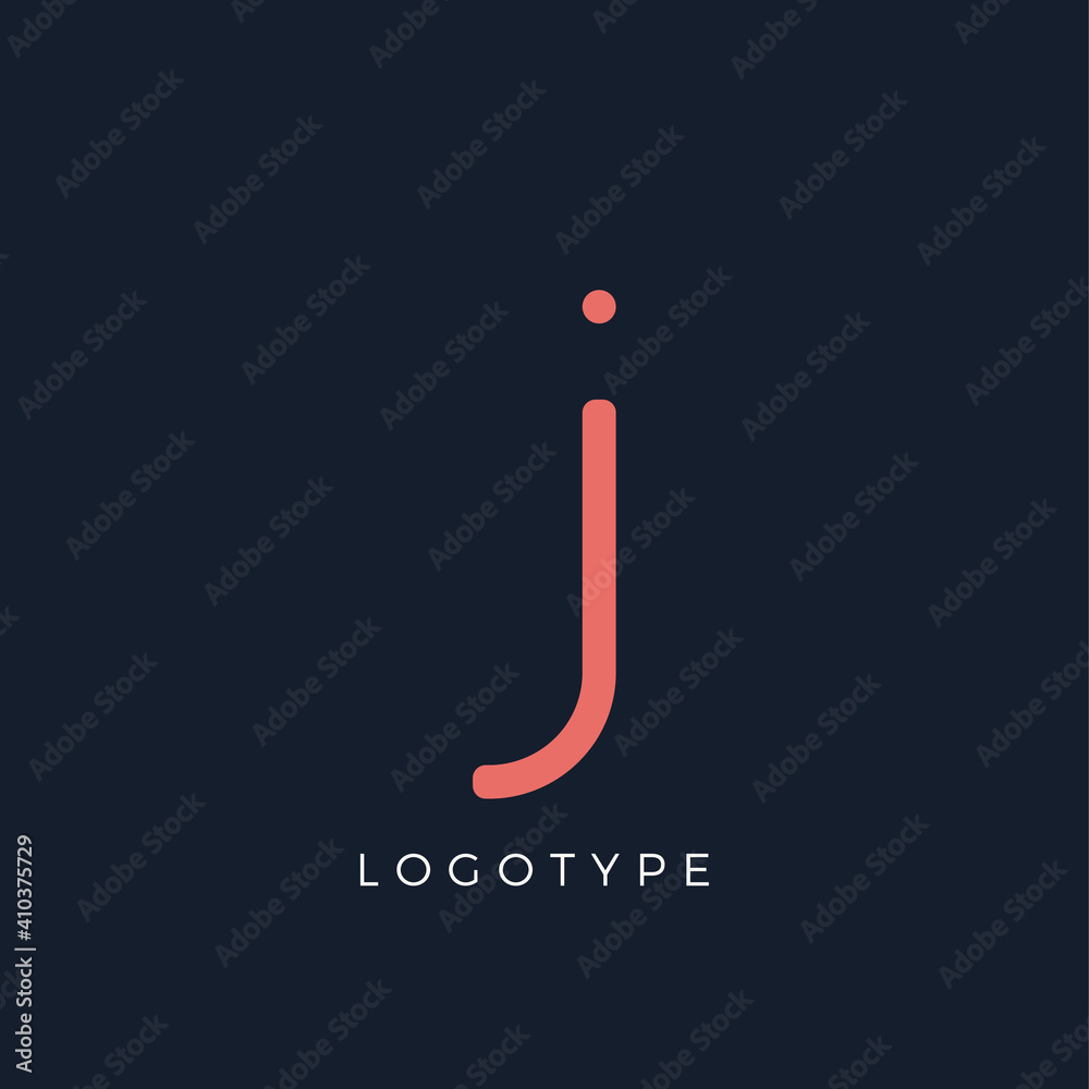 Poster minimalist letter j with dots, awesome monogram. lowercase letter for modern and creative logo conce