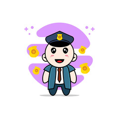 Cute businessman character wearing police costume.