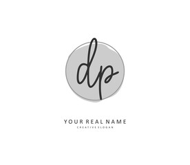 DP Initial letter handwriting and signature logo. A concept handwriting initial logo with template element.